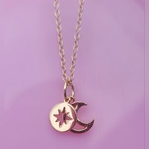 Gold Celestial Moon & Star Handmade Pendant Necklace 16" -18" necklace chain